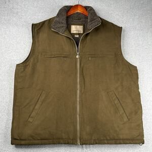 Rainforest RFT Sherpa Lined Vest Full Zip Pockets Olive Green Mens 2XL